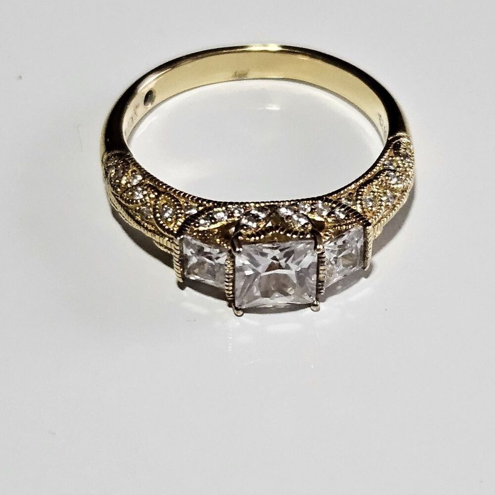 Vanna K 18K Gold Over Sterling CZ Cocktail Ring Size 11
